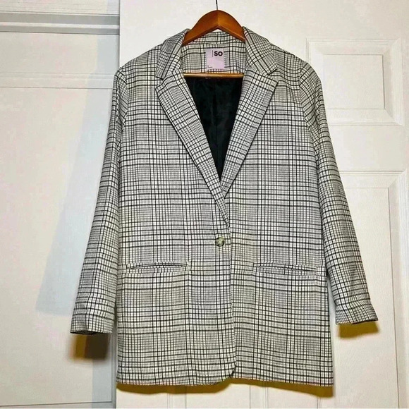 SO For Good Life Fully Lined Plaid Blazer - Picture 1 of 6